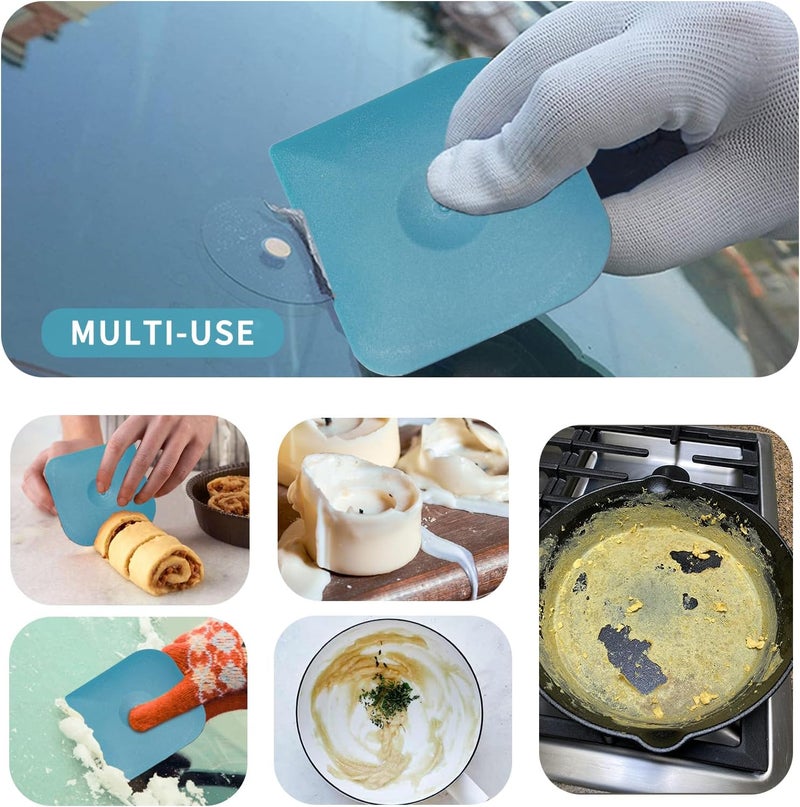 Herda Premium Kitchen Pan Scraper Dish Scraper Tool, 5 Pack Plastic Pot Scraper Food Scraper Nylon Scraper, Non-Scratch Cast Iron Scraper Plastic Scraper Tool for Pan Pot Skillet Dish Burnt Food Cleaning - Image 5